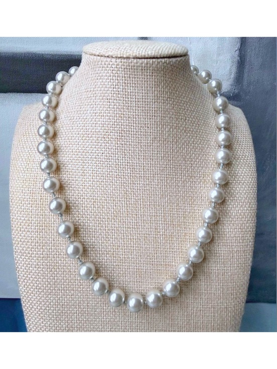 Icing Jewelry - Icing Silver Gray Glass Pearl Knotted Necklace 16" +Extender